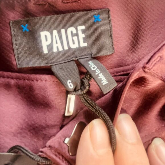 PAIGE | Kodie Fig Satin Tapered Trouser Pant Workwear Dressy Crop Size 6 NWT - Picture 7 of 11